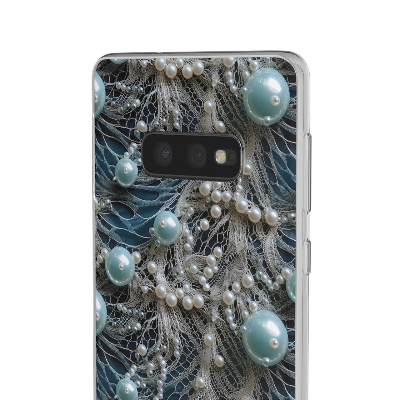 Sea Foam Lace and Pearls - Flexi Cases for Samsung Galaxy S10, Samsung Galaxy S10E, & Samsung Galaxy S10 Plus