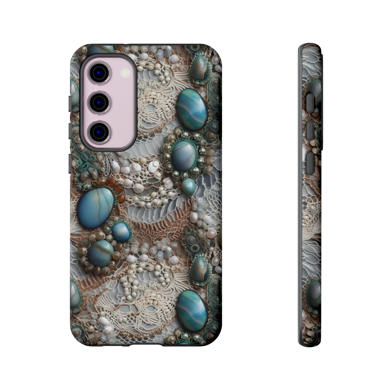 Boho Agate and Lace Tough Cases for Samsung Galaxy S23, Samsung Galaxy S23 Plus, and Samsung Galaxy S23 Ultra