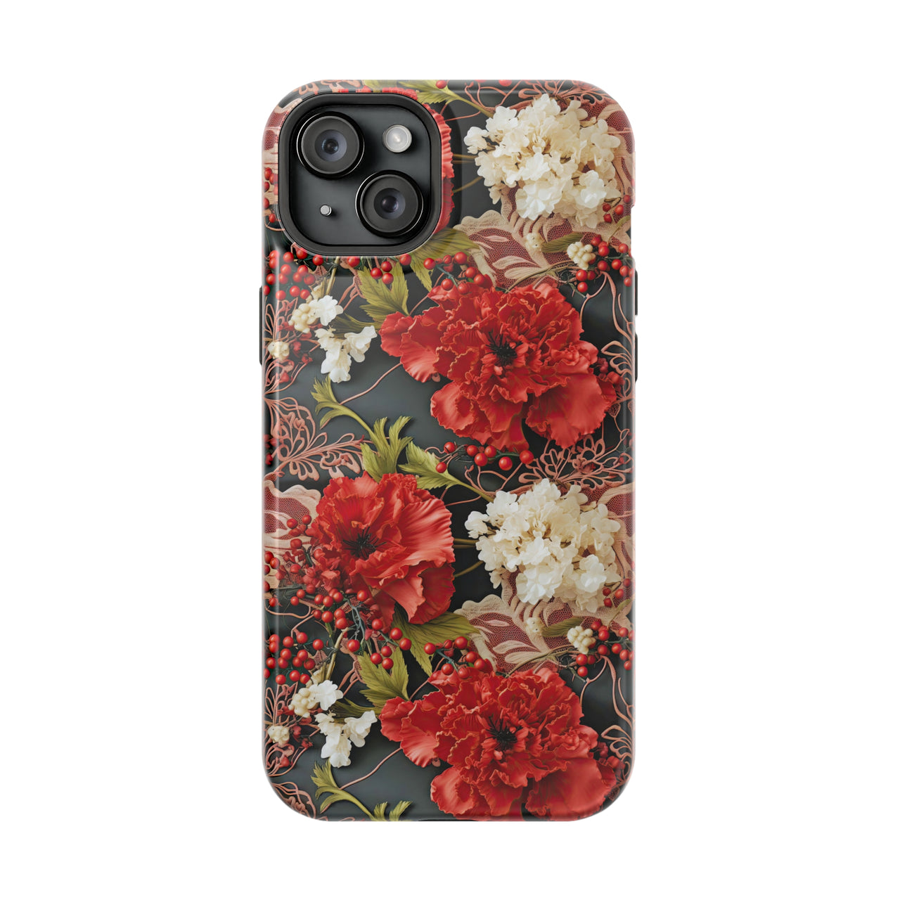 Carnation for January Birthday - MagSafe Tough Case for iPhone 15, iPhone 15 Pro, iPhone 15 Plus, & iPhone 15 Pro Max