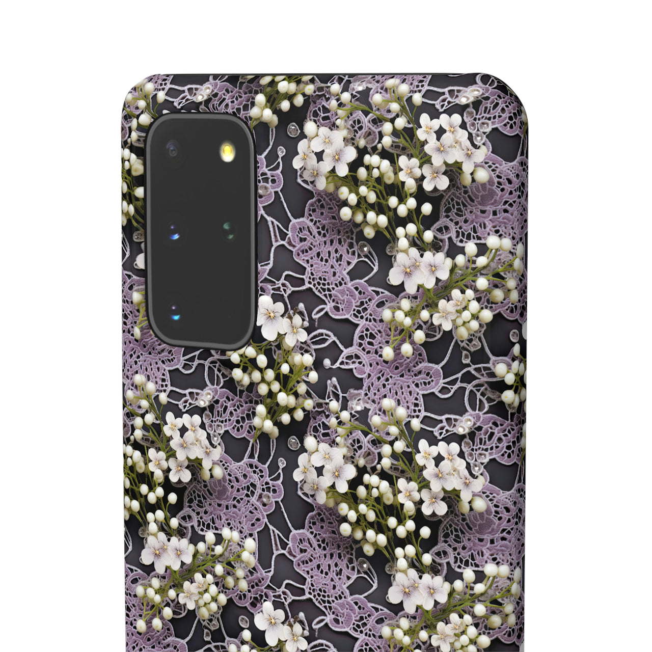 White Flowers on a Purple Bed - Snap Case for Samsung Galaxy S20, Samsung Galaxy S20+, Samsung Galaxy S20 Ultra, & Samsung Galaxy S20 FE