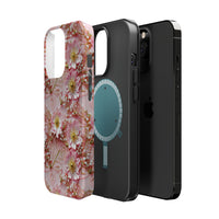 Thumbnail for Gold-Kissed Flowers on Pink Lace - MagSafe Tough Cases for iPhone 13, iPhone 13 Mini, iPhone 13 Pro, and iPhone 13 Pro Max.