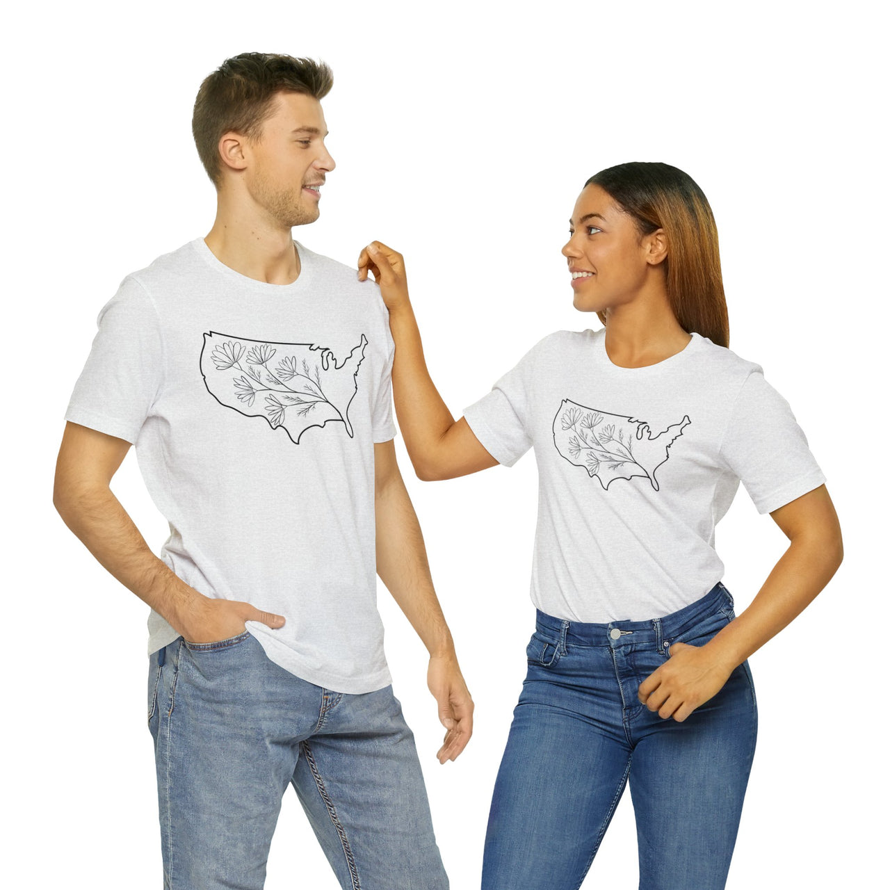 Map of the USA - Unisex Light Cotton T-Shirt