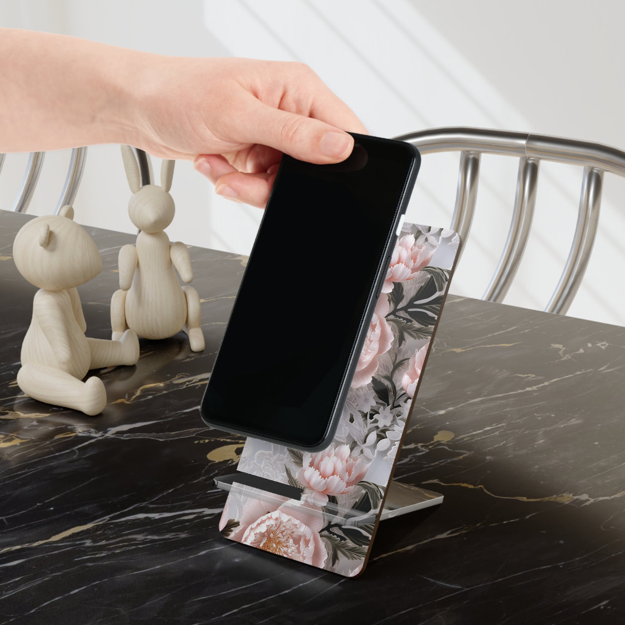 Pink Peony Mobile Display Stand for Smartphones