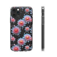 Thumbnail for *Clear Case* Pink and Blue Glass Flowers - iPhone 11, iPhone 11 Pro, iPhone 11 Pro Max - Supports Wireless Charging