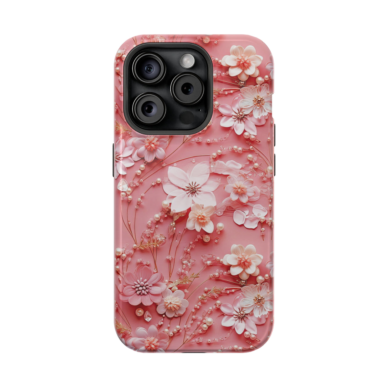 Floral Champagne Toast - MagSafe Tough Case for iPhone 15, iPhone 15 Pro, iPhone 15 Plus, & iPhone 15 Pro Max