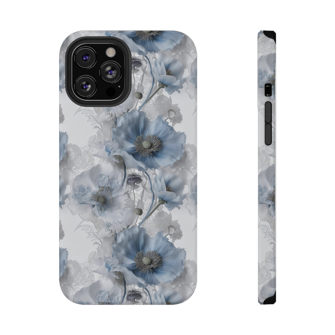 Himalayan Blue Poppy Impact-Resistant Case for iPhone 12, iPhone 12 Mini, iPhone 12 Pro, and iPhone 12 Pro Max. Supports Wireless Charging.