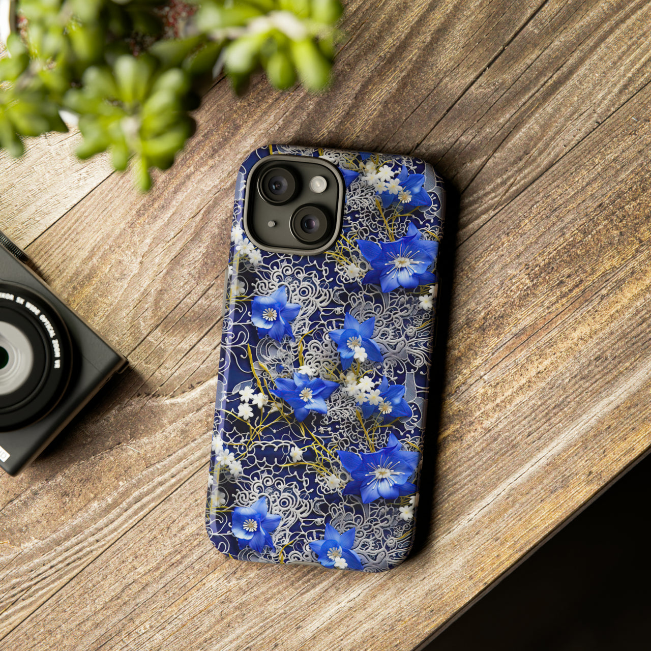 Cerulean Elegance Tough Case for iPhone 15, iPhone 15 Pro, iPhone 15 Plus, and iPhone 15 Pro Max