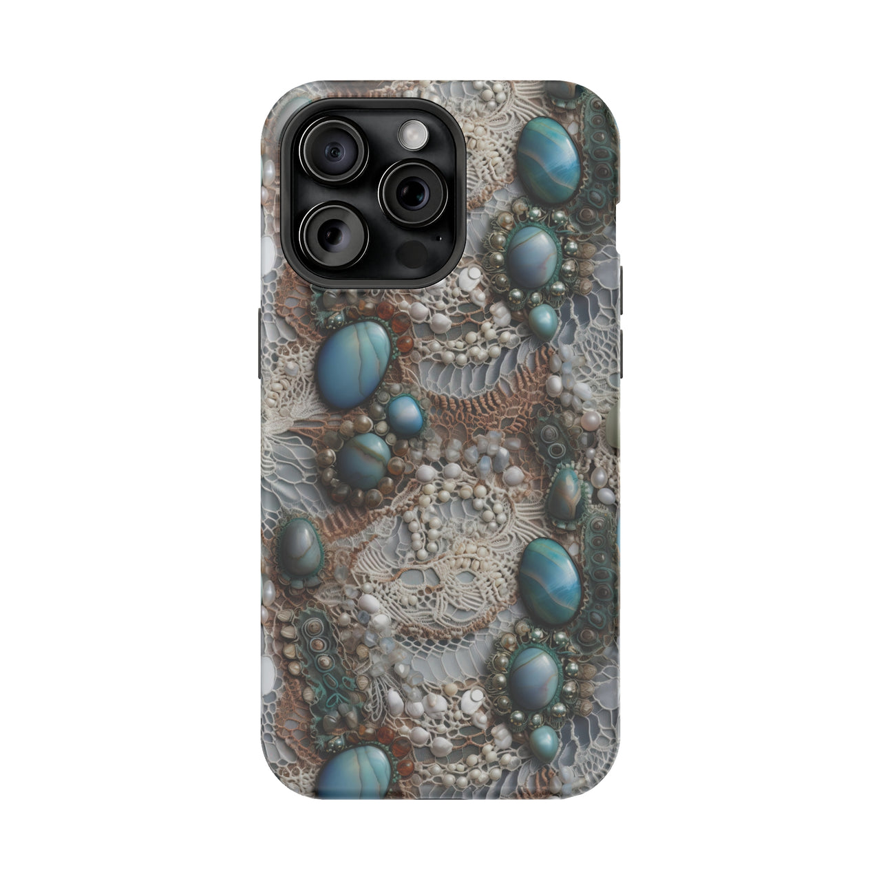 Boho Agate and Lace - MagSafe Tough Case for iPhone 15, iPhone 15 Pro, iPhone 15 Plus, & iPhone 15 Pro Max