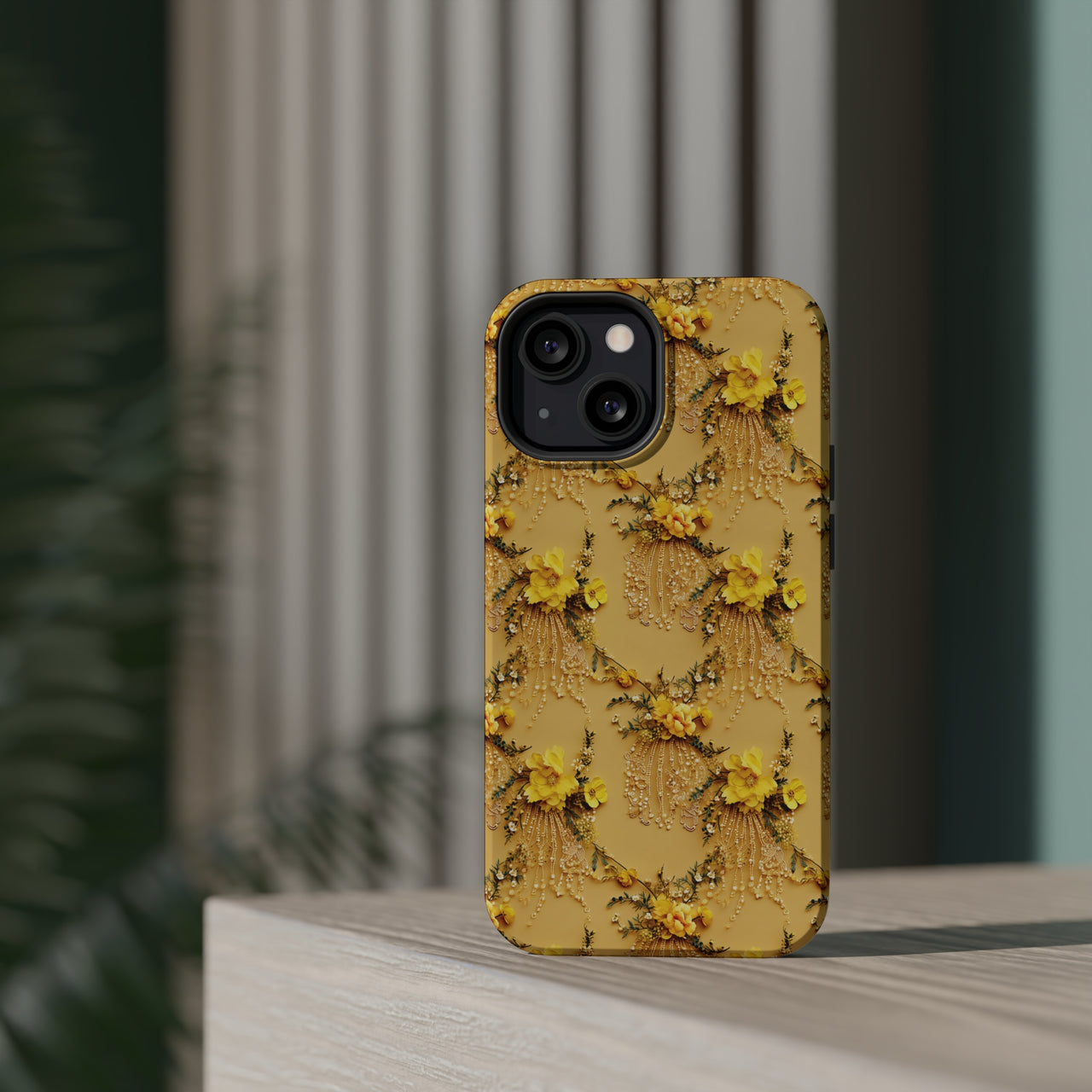 Floral Sunshine MagSafe Tough Cases for iPhone 13, iPhone 13 Mini, iPhone 13 Pro, and iPhone 13 Pro Max.