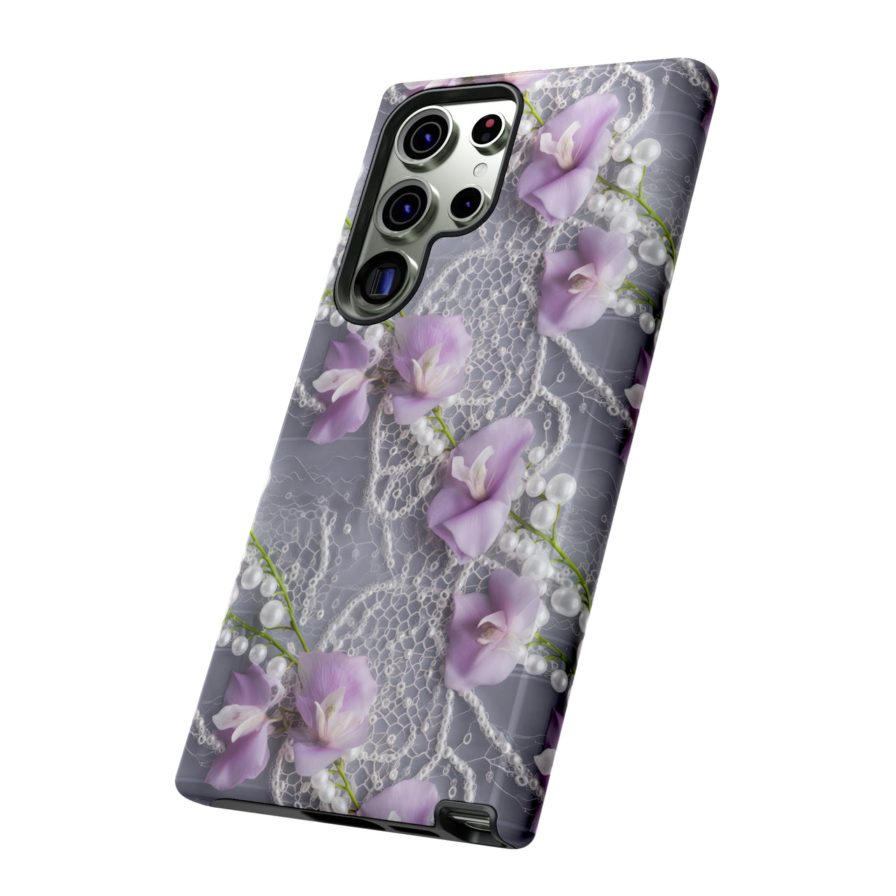 Purple Sweet Pea Tough Cases for Samsung Galaxy S23, Samsung Galaxy S23 Pls, and Samsung Galaxy S23 Ultra