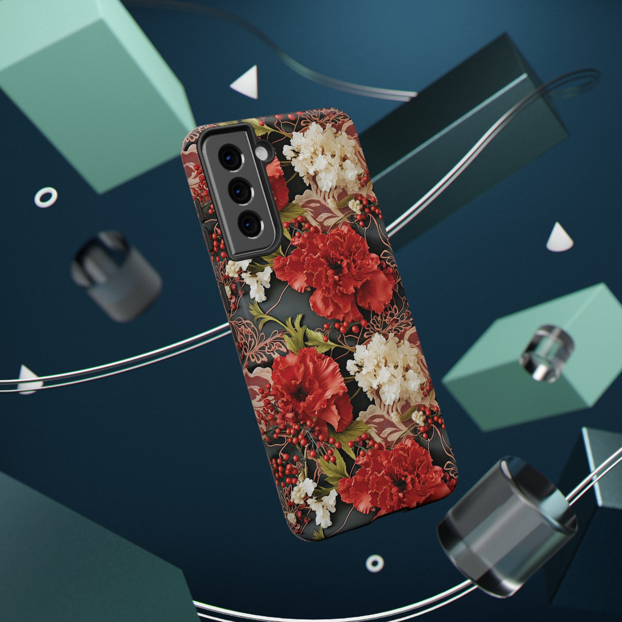 Carnation for January Birthday - Impact-Resistant Case for Samsung Galaxy S21, Samsung Galaxy S21 Plus, and Samsung Galaxy S21 Ultra. Supports Wireless Charging.