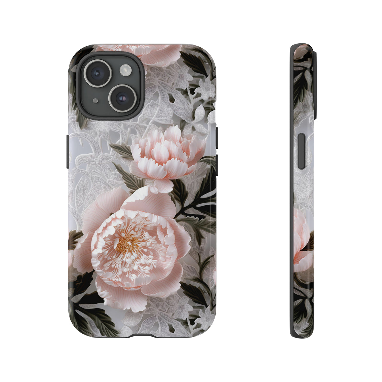 Pink Peony Tough Case for iPhone 15, iPhone 15 Pro, iPhone 15 Plus, and iPhone 15 Pro Max