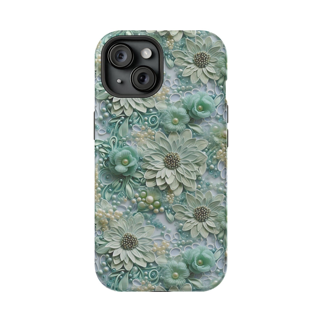 Teal Petals - MagSafe Tough Case for iPhone 15, iPhone 15 Pro, iPhone 15 Plus, & iPhone 15 Pro Max