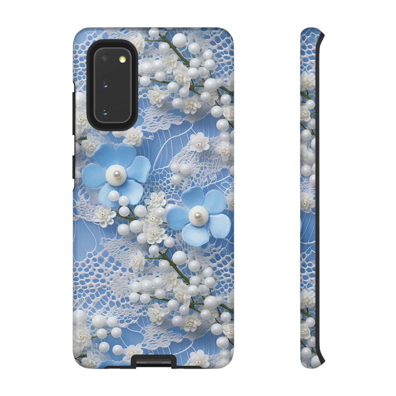 Pearls and Lace on Baby Blue - Tough Case for Samsung Galaxy S20, Samsung Galaxy S20+, Samsung Galaxy S20 Ultra, and Samsung Galaxy S20 FE