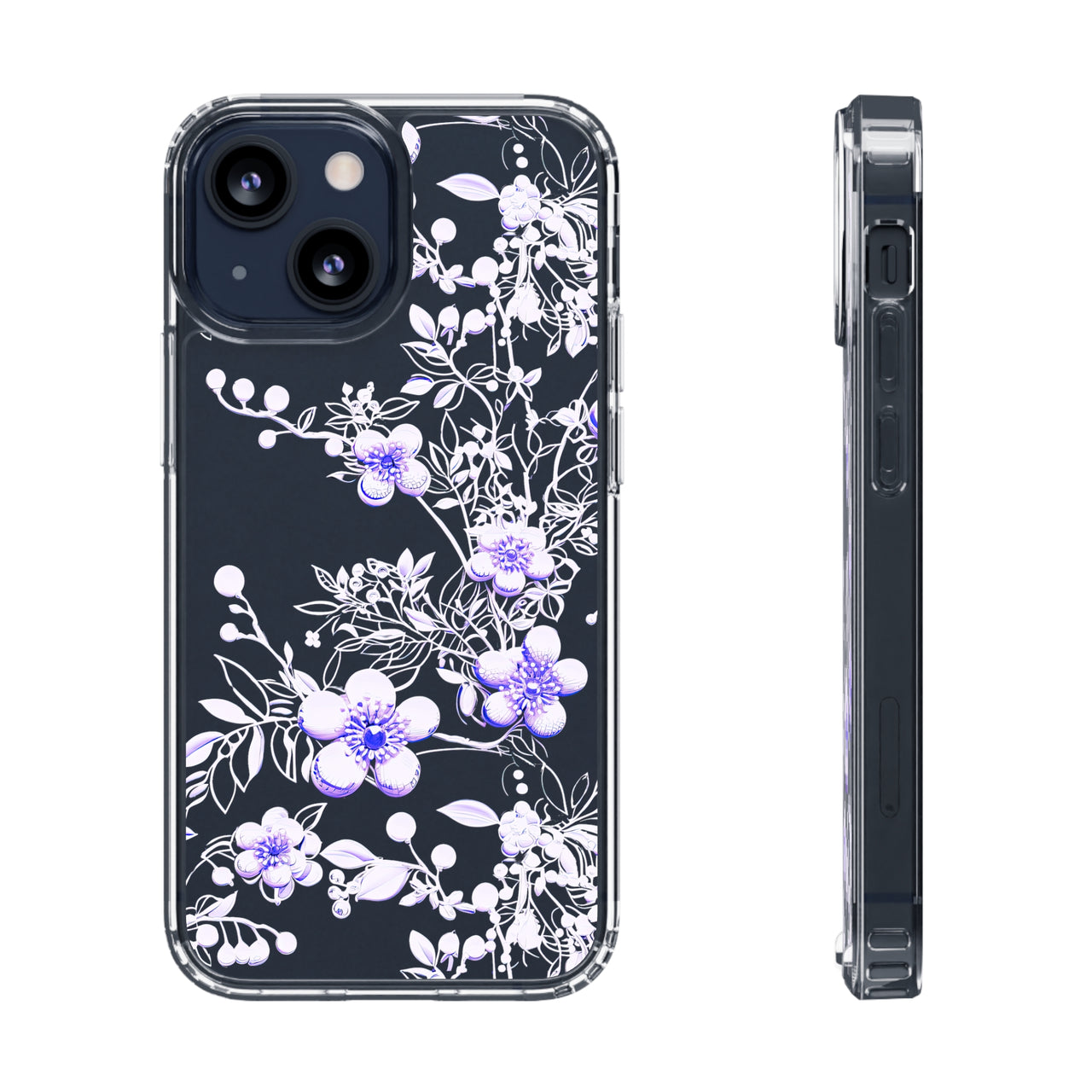 *Clear Case* Purple Petals - iPhone 13, iPhone 13 Mini, iPhone 13 Pro, iPhone 13 Pro Max - Supports Wireless Charging