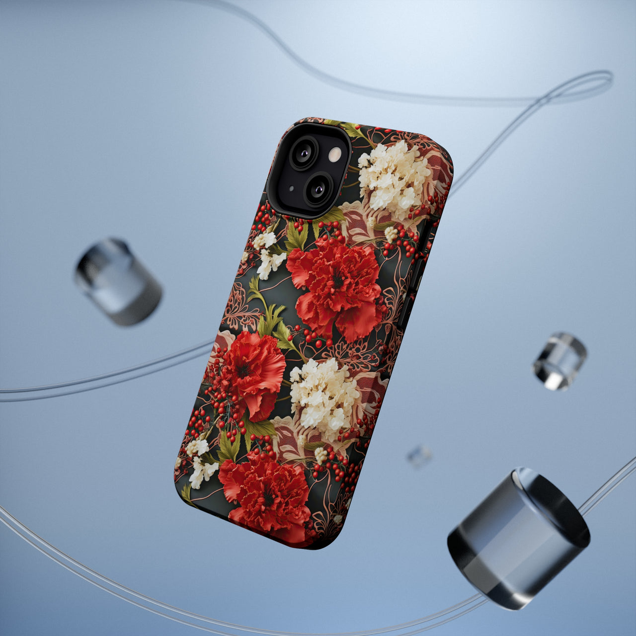 Carnation for January Birthday - MagSafe Tough Cases for iPhone 13, iPhone 13 Mini, iPhone 13 Pro, and iPhone 13 Pro Max.