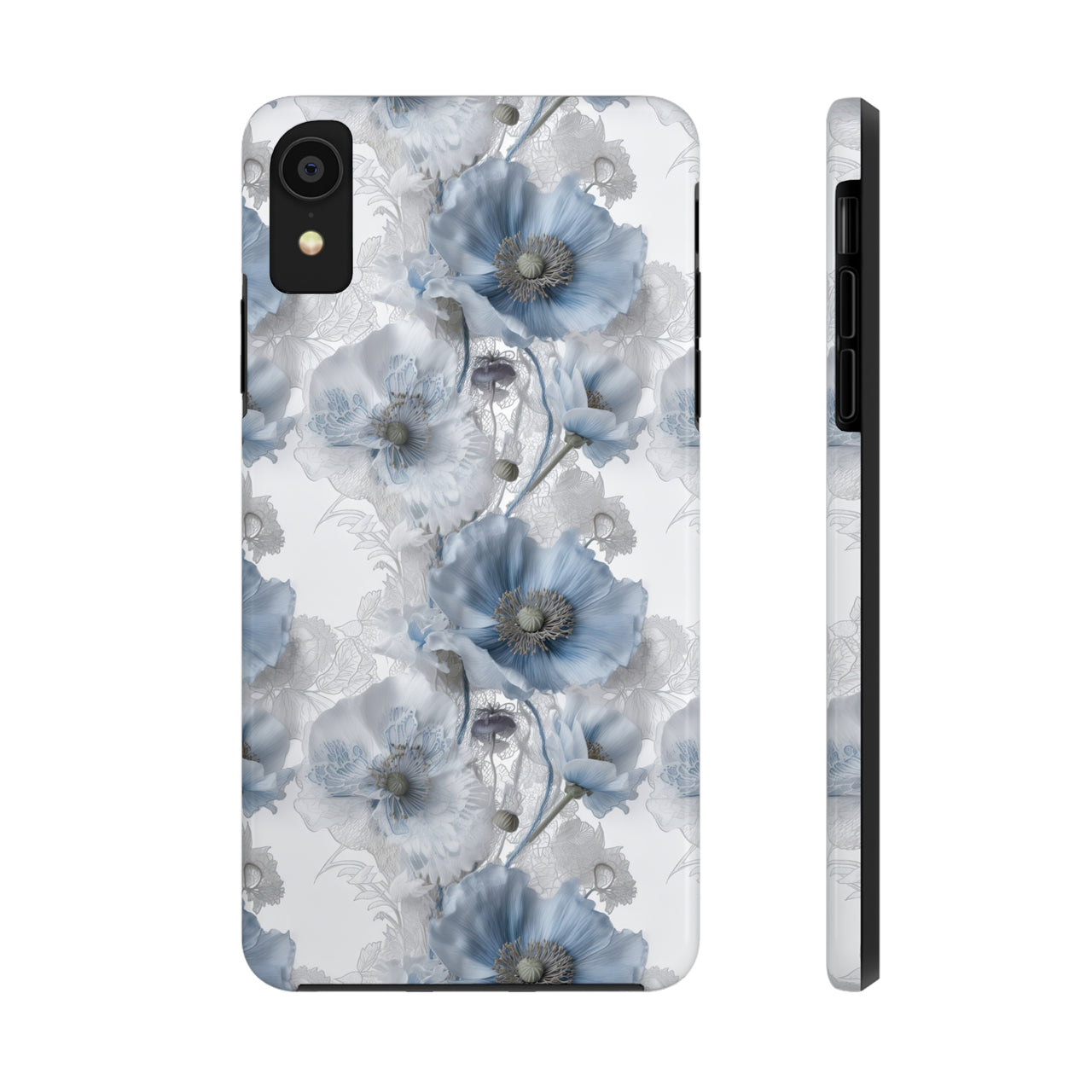 Himalayan Blue Poppy Tough Phone Cases for iPhone X, iPhone XR, iPhone XS, and iPhone XS MAX. Supports Wireless Charging.