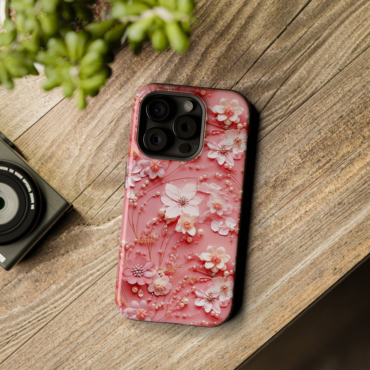 Floral Champagne Toast - MagSafe Tough Case for iPhone 15, iPhone 15 Pro, iPhone 15 Plus, & iPhone 15 Pro Max