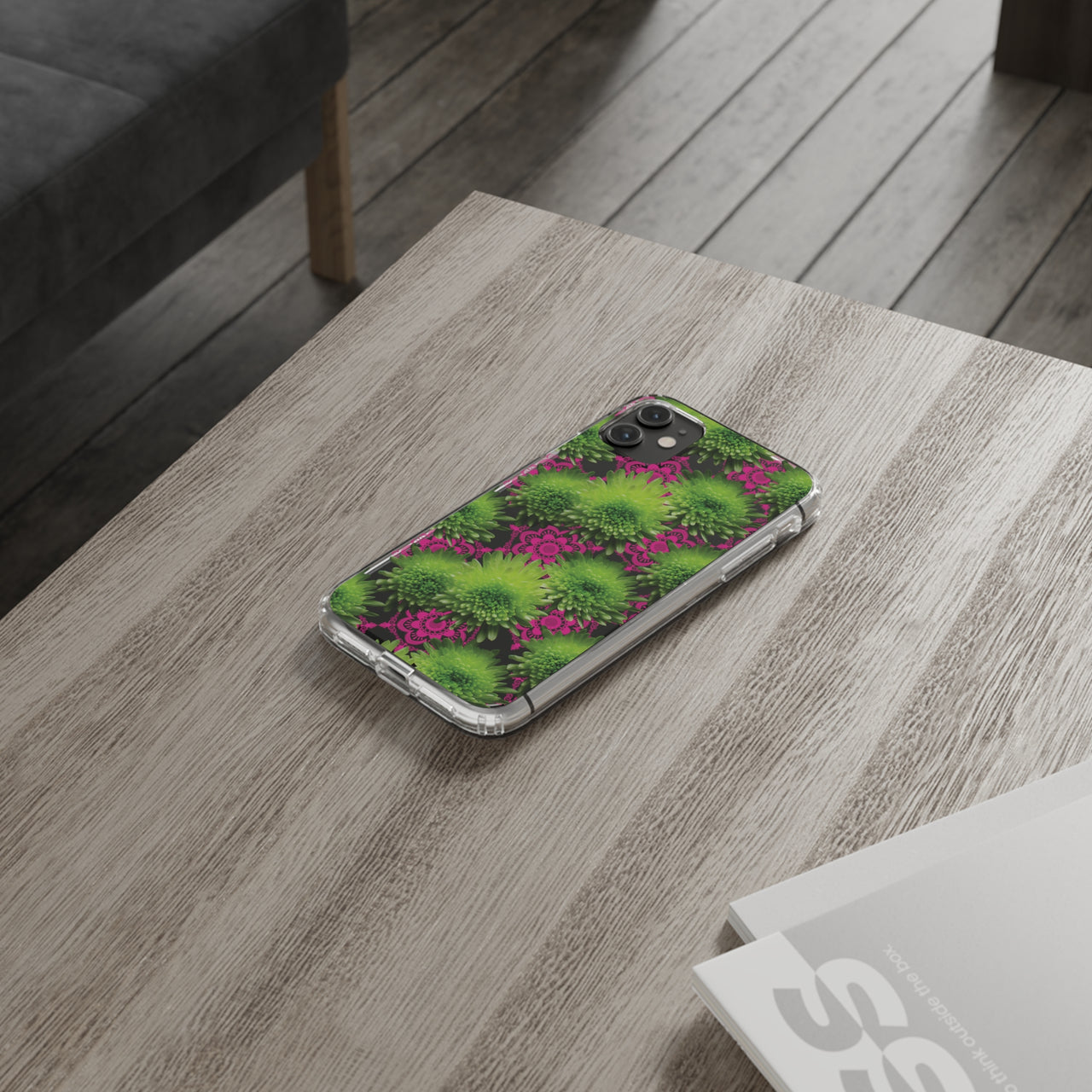 *Clear Case* Green Mums and Lace - iPhone 11, iPhone 11 Pro, iPhone 11 Pro Max - Supports Wireless Charging