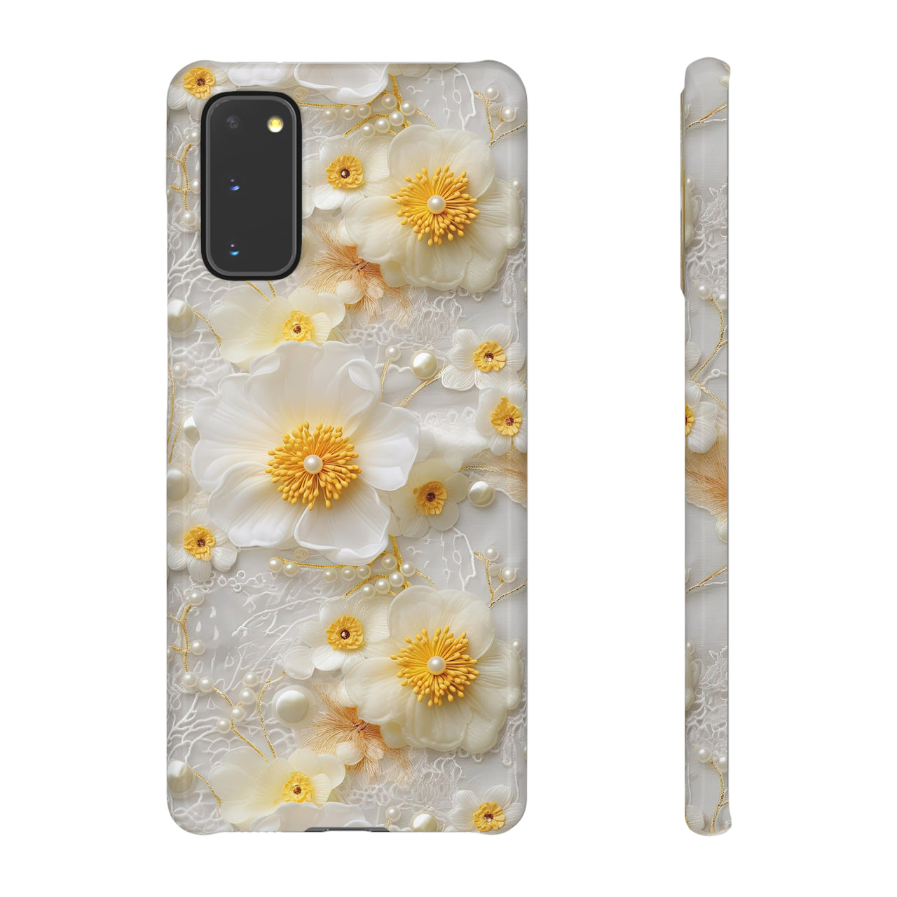 Yellow and White Floral - Snap Case for Samsung Galaxy S20, Samsung Galaxy S20+, Samsung Galaxy S20 Ultra, & Samsung Galaxy S20 FE