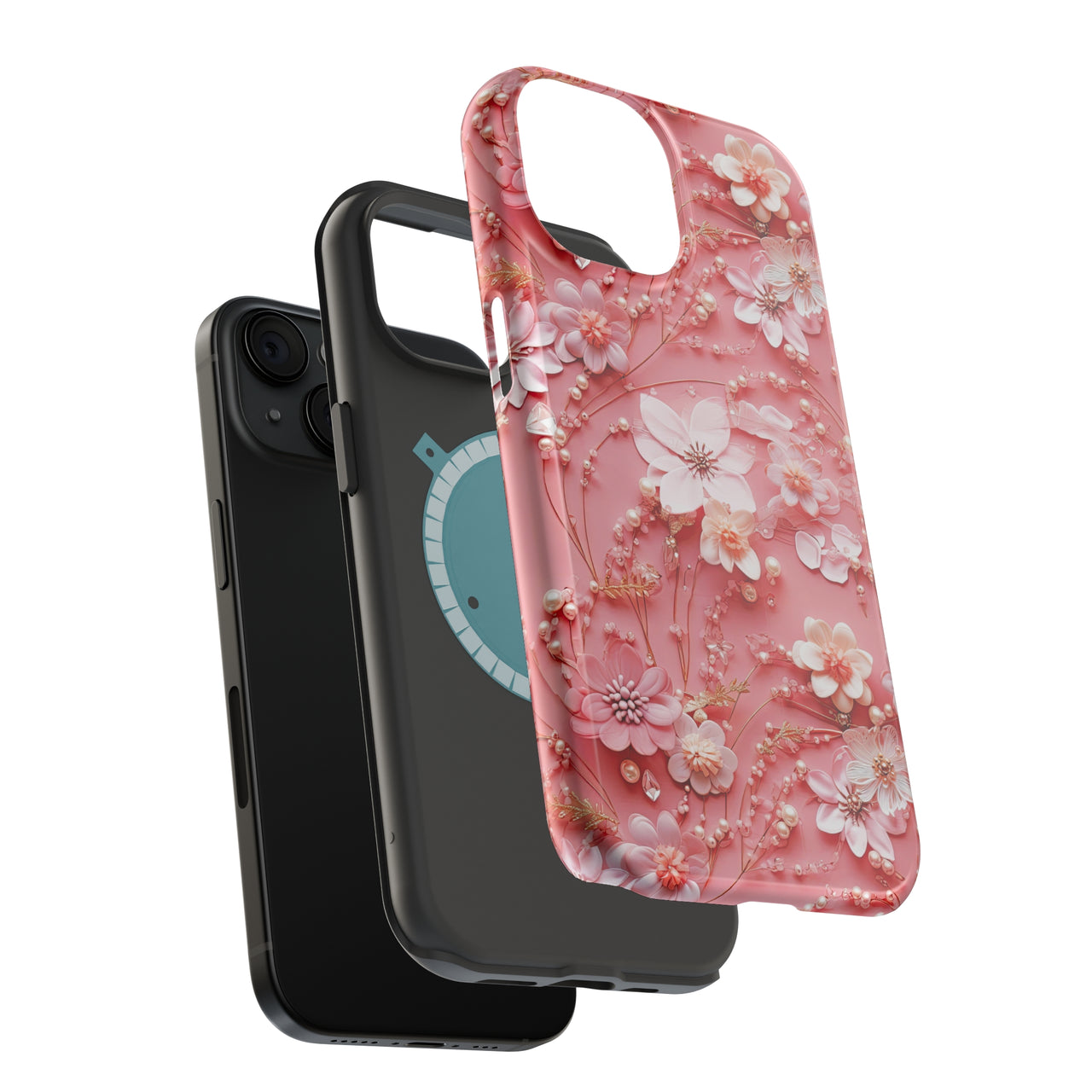 Floral Champagne Toast - MagSafe Tough Case for iPhone 15, iPhone 15 Pro, iPhone 15 Plus, & iPhone 15 Pro Max