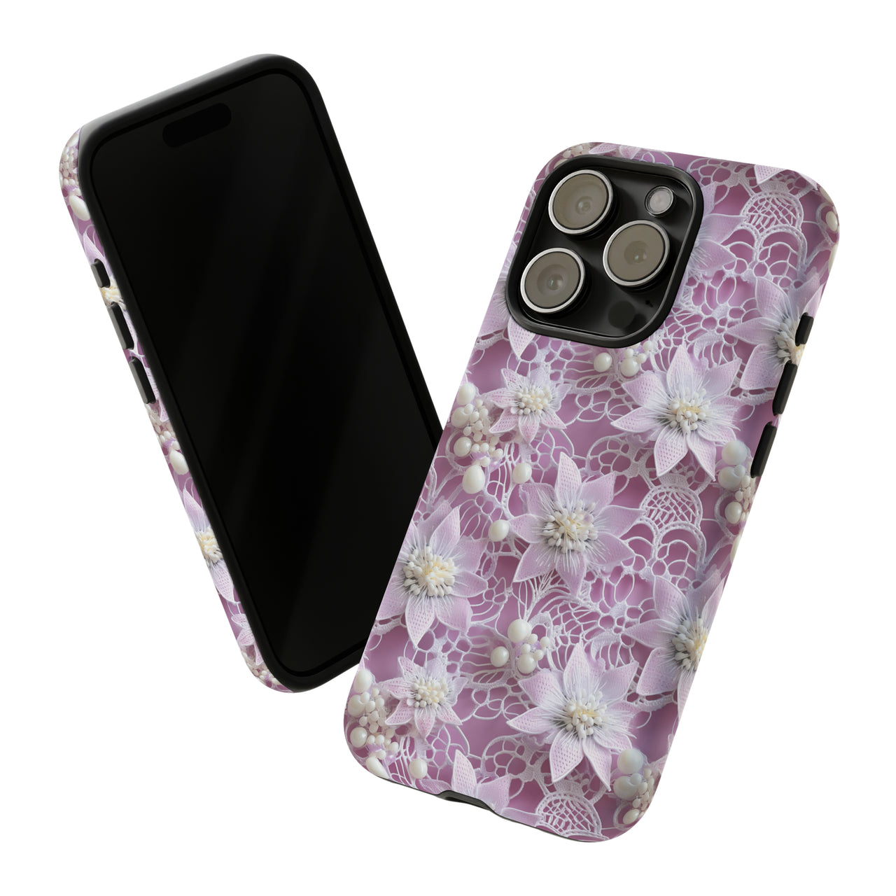 Pink Coquette Clematis Tough Case for iPhone 15, iPhone 15 Pro, iPhone 15 Plus, and iPhone 15 Pro Max