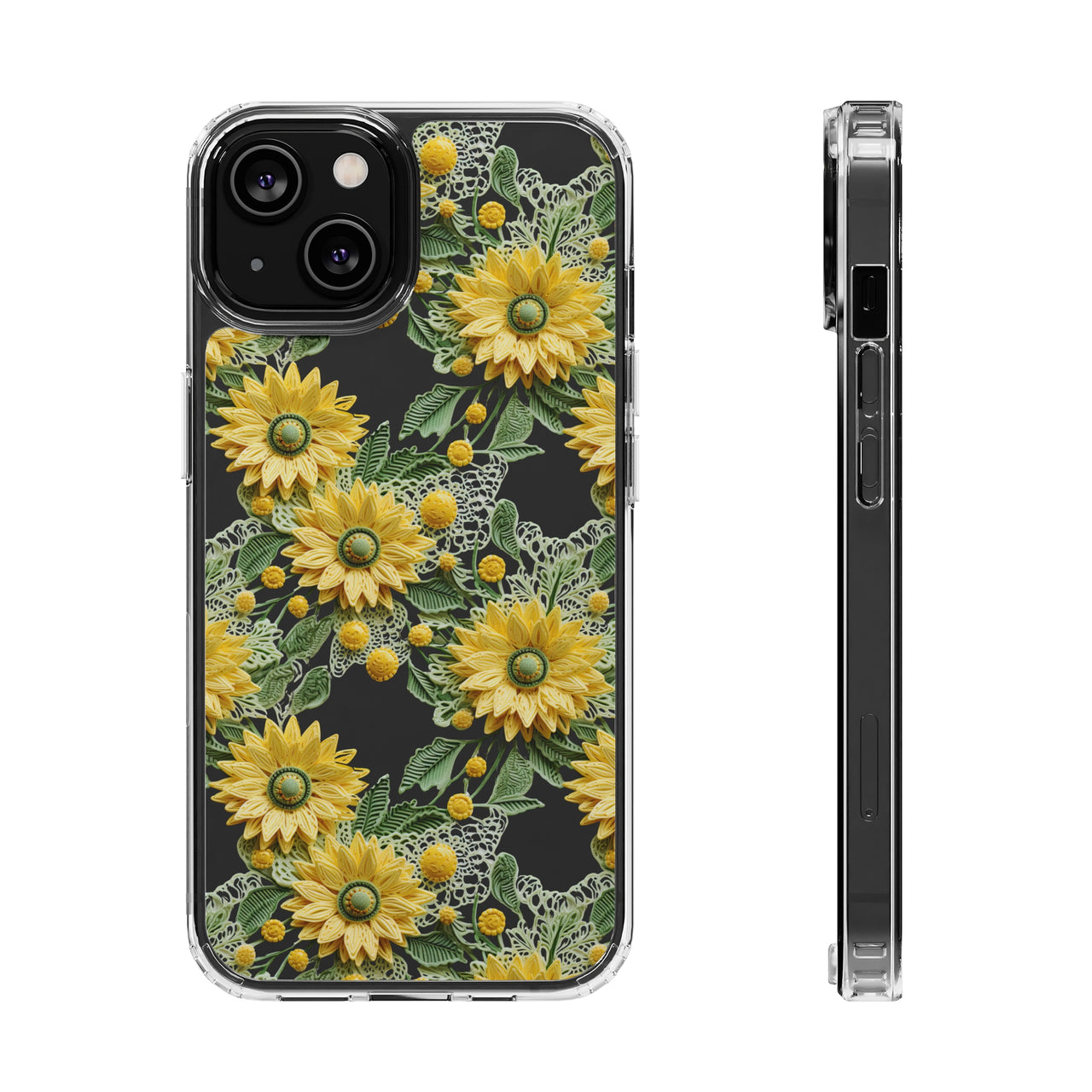 *Clear Case* Whimsical Sunflowers - iPhone 14, iPhone 14 Pro, iPhone 14 Plus, iPhone 14 Pro Max - Supports Wireless Charging