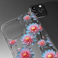 Thumbnail for *Clear Case* Pink and Blue Glass Flowers - iPhone 13, iPhone 13 Mini, iPhone 13 Pro, iPhone 13 Pro Max - Supports Wireless Charging