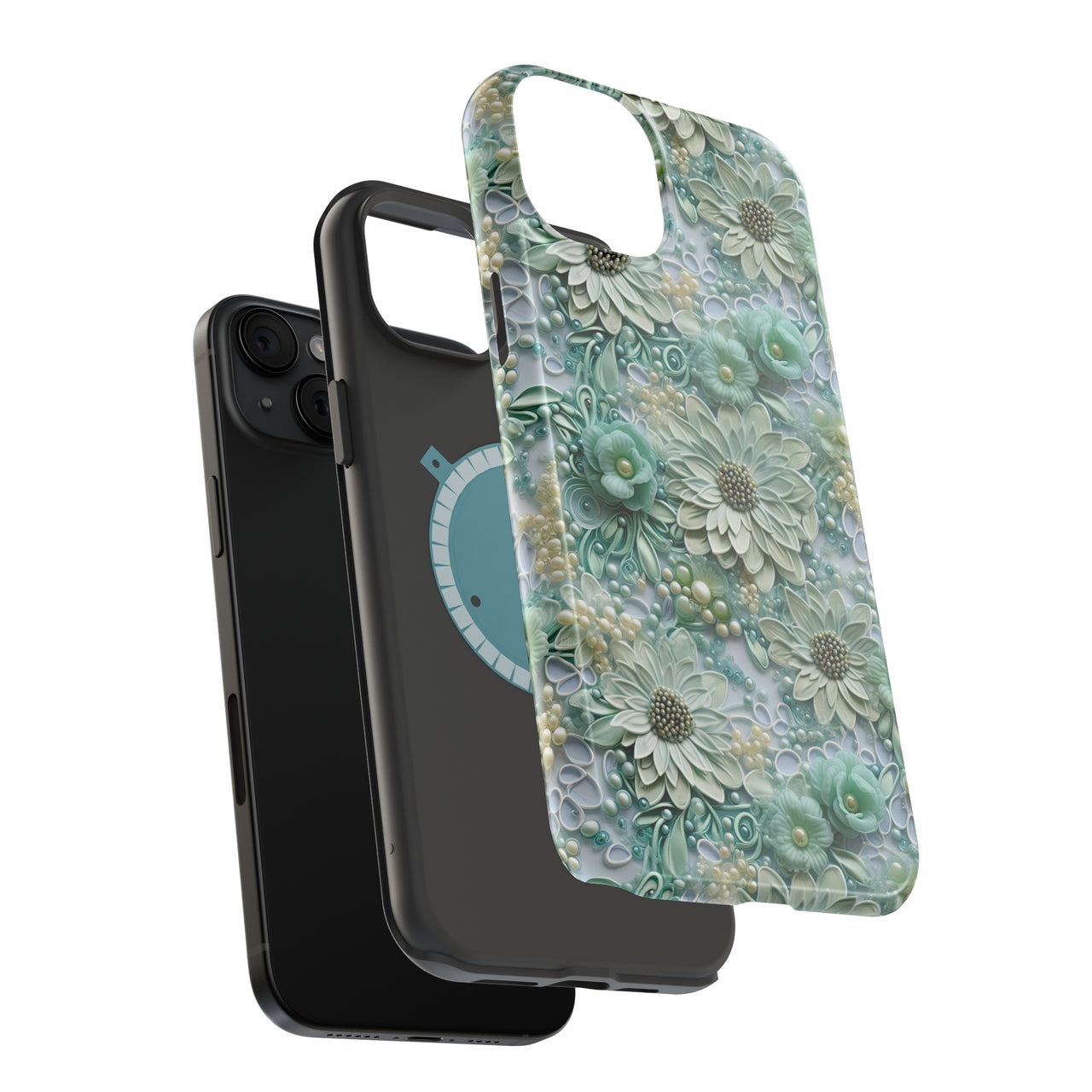 Teal Petals - MagSafe Tough Case for iPhone 15, iPhone 15 Pro, iPhone 15 Plus, & iPhone 15 Pro Max