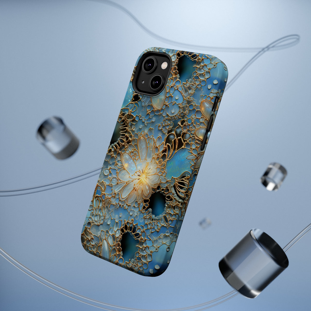 Gemstones and Gold Lace MagSafe Tough Cases for iPhone 14, iPhone 14 Pro, iPhone 14 Plus, and iPhone 14 Pro Max