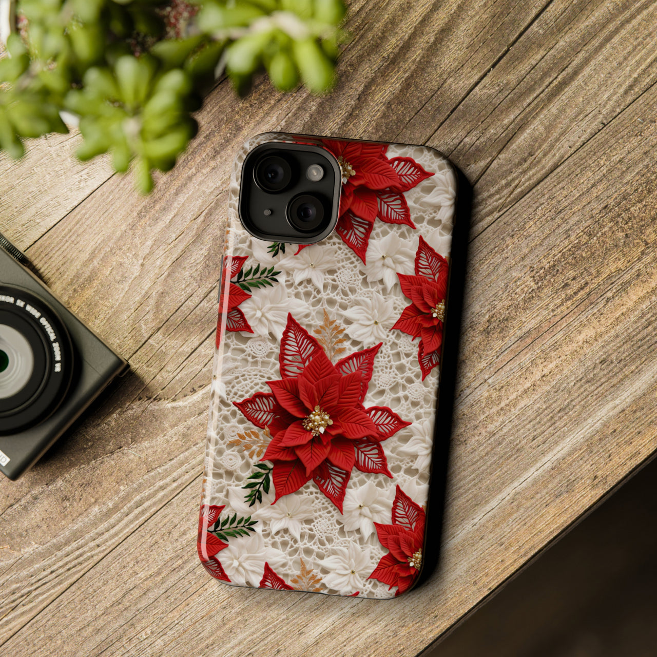 Christmas Poinsettia - MagSafe Tough Case for iPhone 15, iPhone 15 Pro, iPhone 15 Plus, & iPhone 15 Pro Max