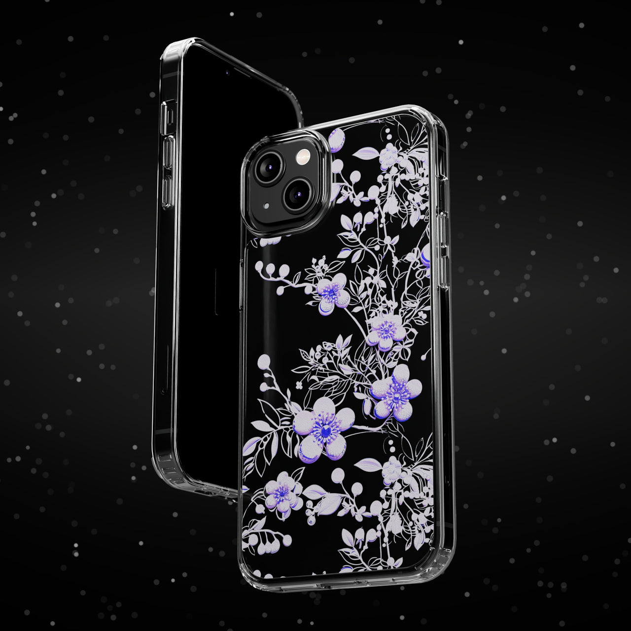 *Clear Case* Purple Petals - iPhone 14, iPhone 14 Pro, iPhone 14 Plus, iPhone 14 Pro Max - Supports Wireless Charging