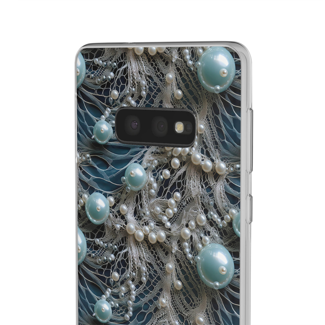 Sea Foam Lace and Pearls - Flexi Cases for Samsung Galaxy S10, Samsung Galaxy S10E, & Samsung Galaxy S10 Plus