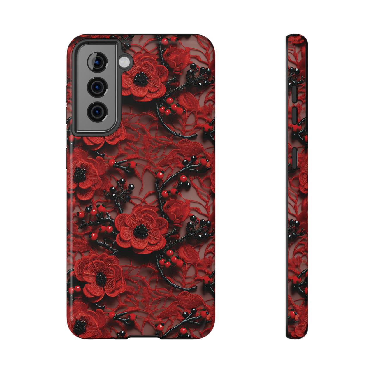 Scarlet Temptation Impact-Resistant Case for Samsung Galaxy S21, Samsung Galaxy S21 Plus, and Samsung Galaxy S21 Ultra. Supports Wireless Charging.