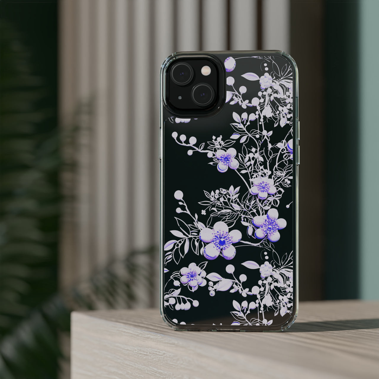 *Clear Case* Purple Petals - iPhone 14, iPhone 14 Pro, iPhone 14 Plus, iPhone 14 Pro Max - Supports Wireless Charging