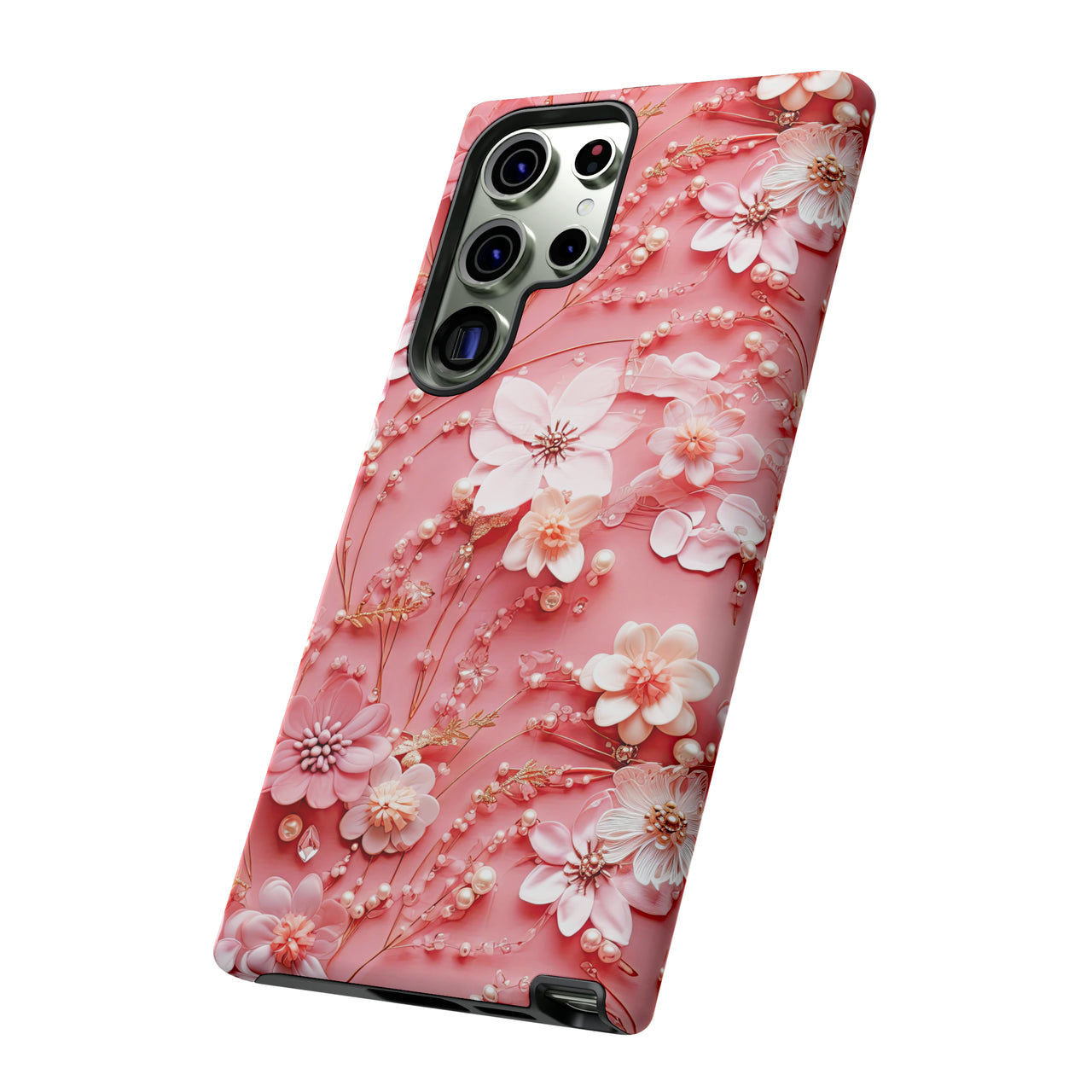 Floral Champagne Toast Tough Case for Samsung Galaxy S23, Samsung Galaxy S23 Plus, and Samsung Galaxy S23 Ultra