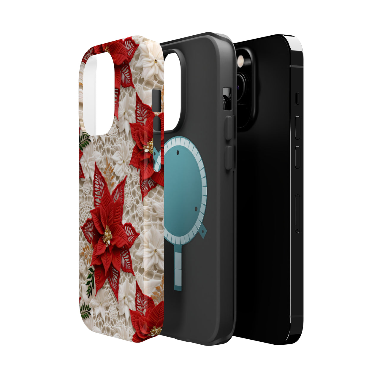 Christmas Poinsettia MagSafe Tough Cases for iPhone 14, iPhone 14 Pro, iPhone 14 Plus, and iPhone 14 Pro Max