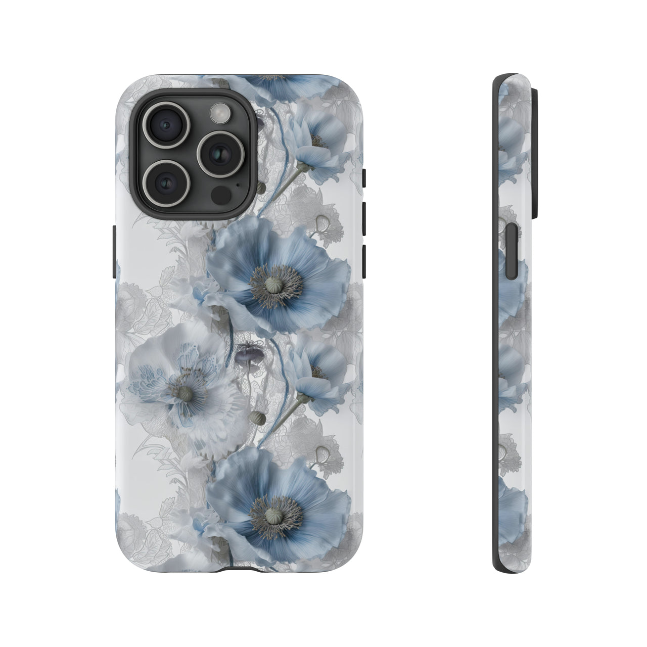 Himalayan Blue Poppy Tough Case for iPhone 15, iPhone 15 Pro, iPhone 15 Plus, and iPhone 15 Pro Max