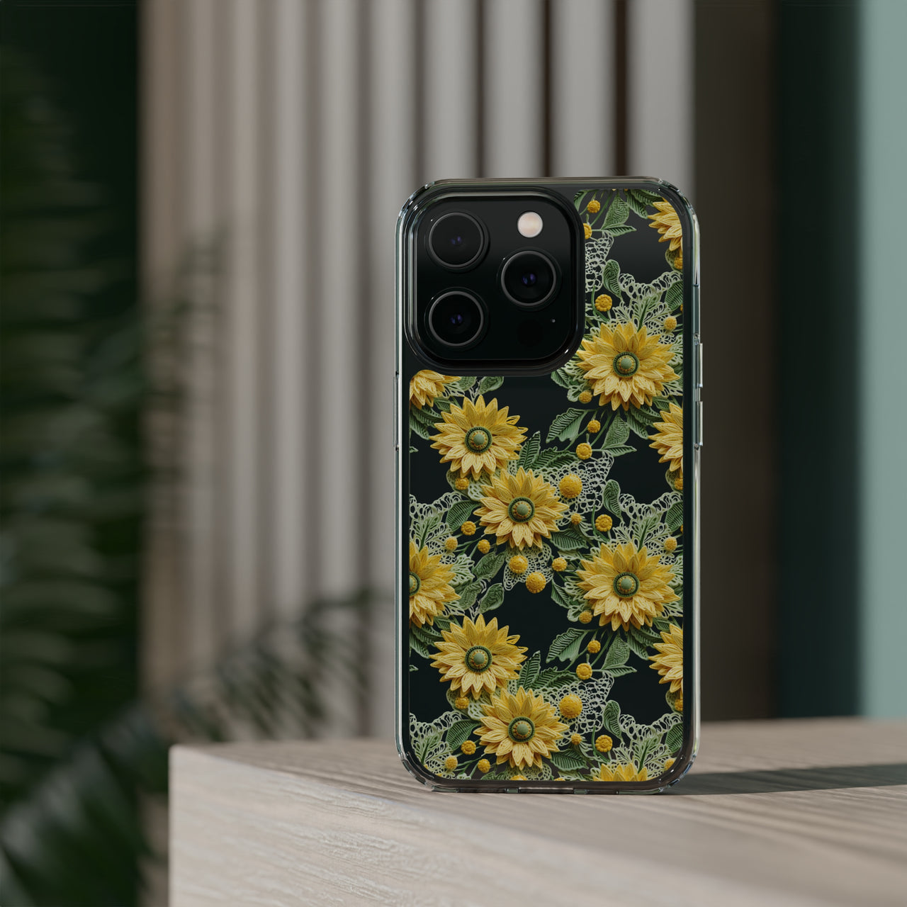 *Clear Case* Whimsical Sunflowers - iPhone 14, iPhone 14 Pro, iPhone 14 Plus, iPhone 14 Pro Max - Supports Wireless Charging