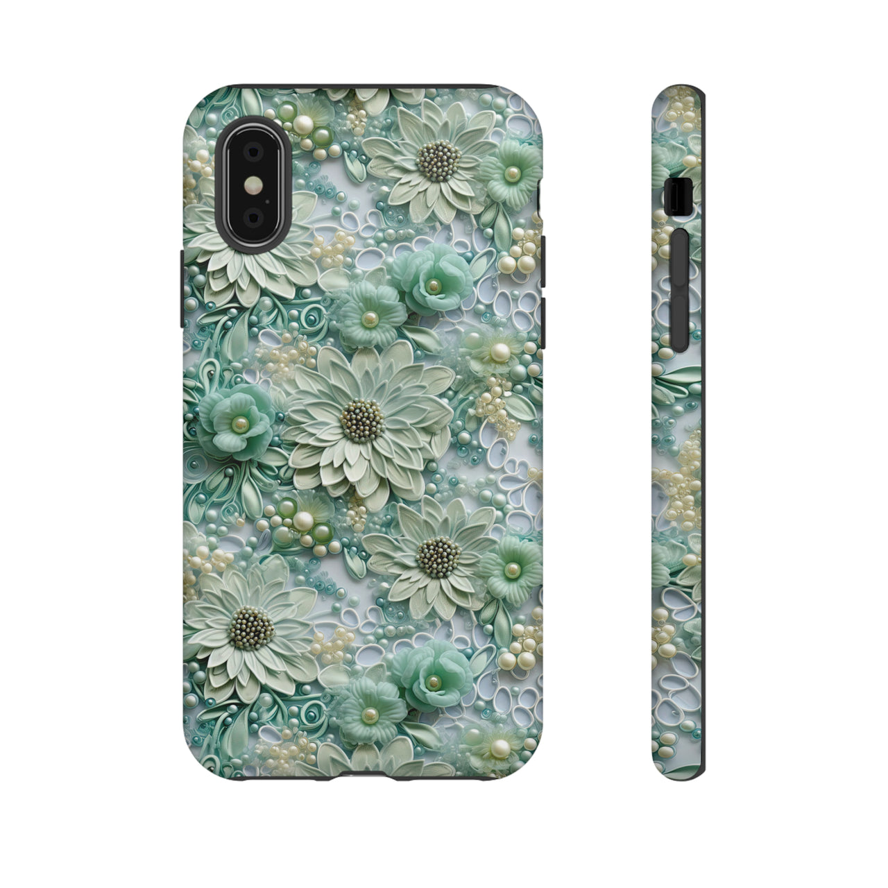 Teal Petals - Tough Cases for iPhone X, iPhone XR, iPhone XS, and iPhone XS MAX