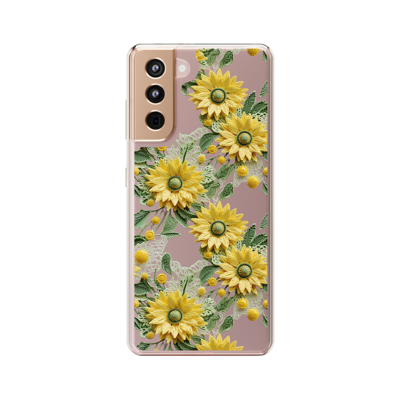 *Clear Case* Whimsical Sunflowers - Samsung Galaxy S21, Samsung Galaxy S21 Plus, Samsung Galaxy S21 Ultra - Supports Wireless Charging