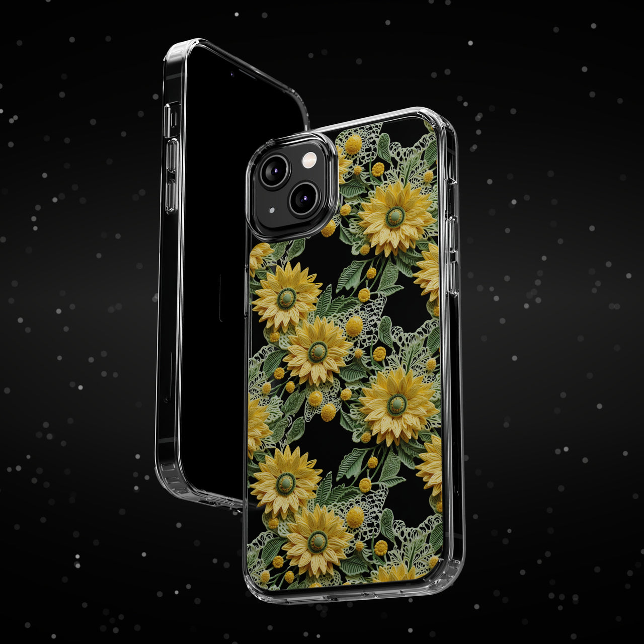 *Clear Case* Whimsical Sunflowers - iPhone 14, iPhone 14 Pro, iPhone 14 Plus, iPhone 14 Pro Max - Supports Wireless Charging