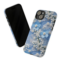 Thumbnail for Pearls and Lace on Baby Blue - Tough Case for iPhone 15, iPhone 15 Pro, iPhone 15 Plus, and iPhone 15 Pro Max