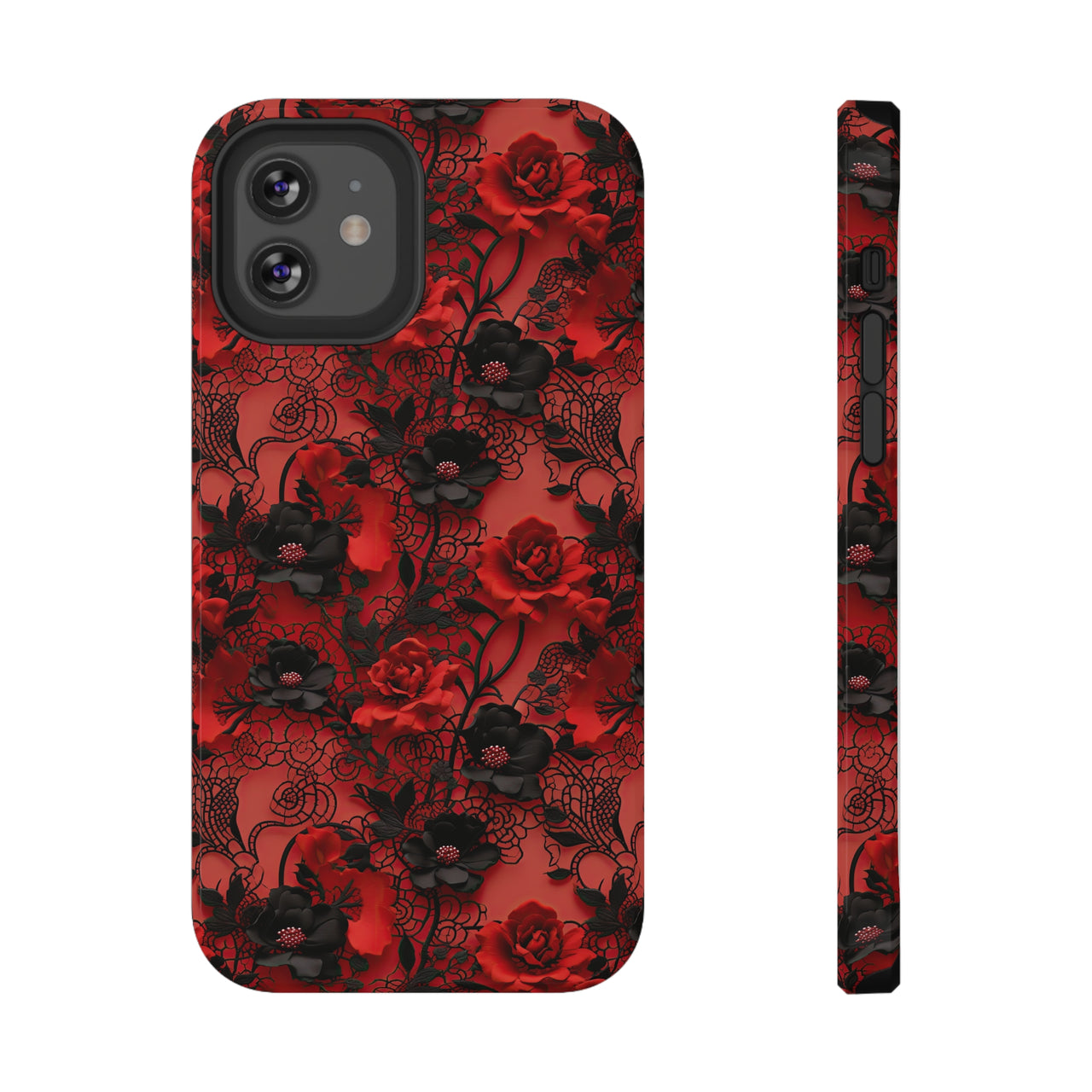 Gothic Rose Impact-Resistant Case for iPhone 12, iPhone 12 Mini, iPhone 12 Pro, and iPhone 12 Pro Max. Supports Wireless Charging.