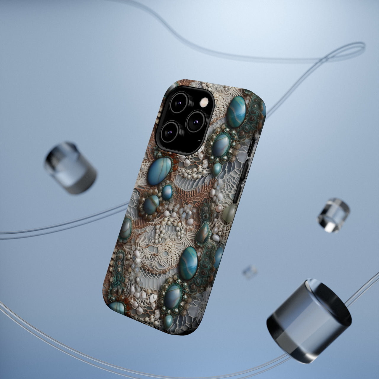 Boho Agate and Lace MagSafe Tough Cases for iPhone 14, iPhone 14 Pro, iPhone 14 Plus, and iPhone 14 Pro Max