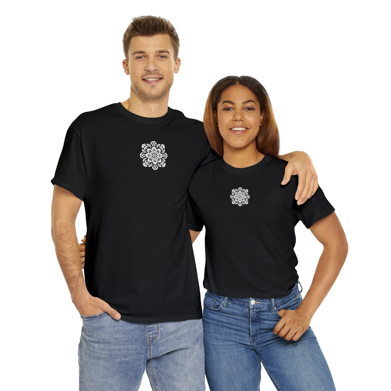 Front and Back Flower Design - Unisex Heavy Cotton Tee