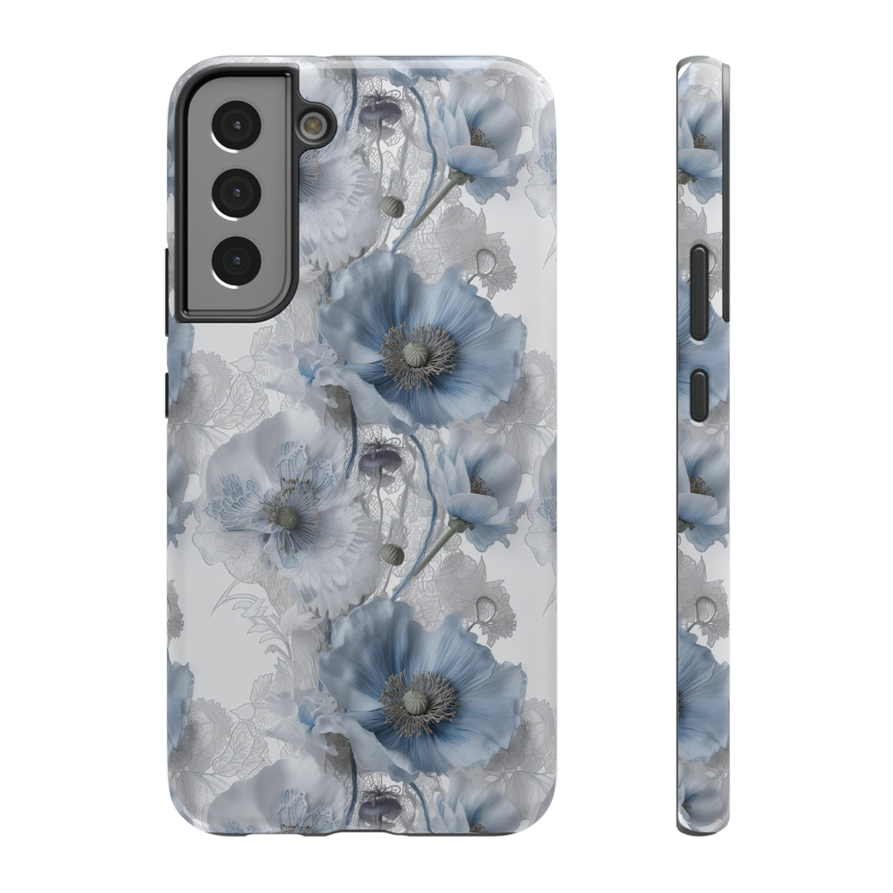 Himalayan Blue Poppy Impact-Resistant Cases for Samsung Galaxy S22, Samsung Galaxy S22 Plus, and Samsung Galaxy S22 Ultra. Supports Wireless Charging.