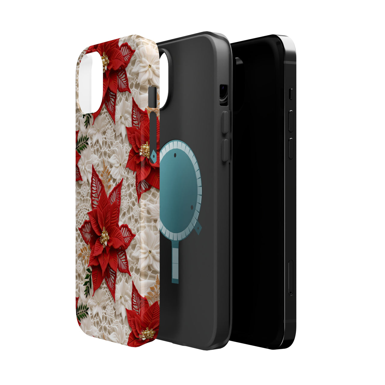 Christmas Poinsettia MagSafe Tough Cases for iPhone 14, iPhone 14 Pro, iPhone 14 Plus, and iPhone 14 Pro Max