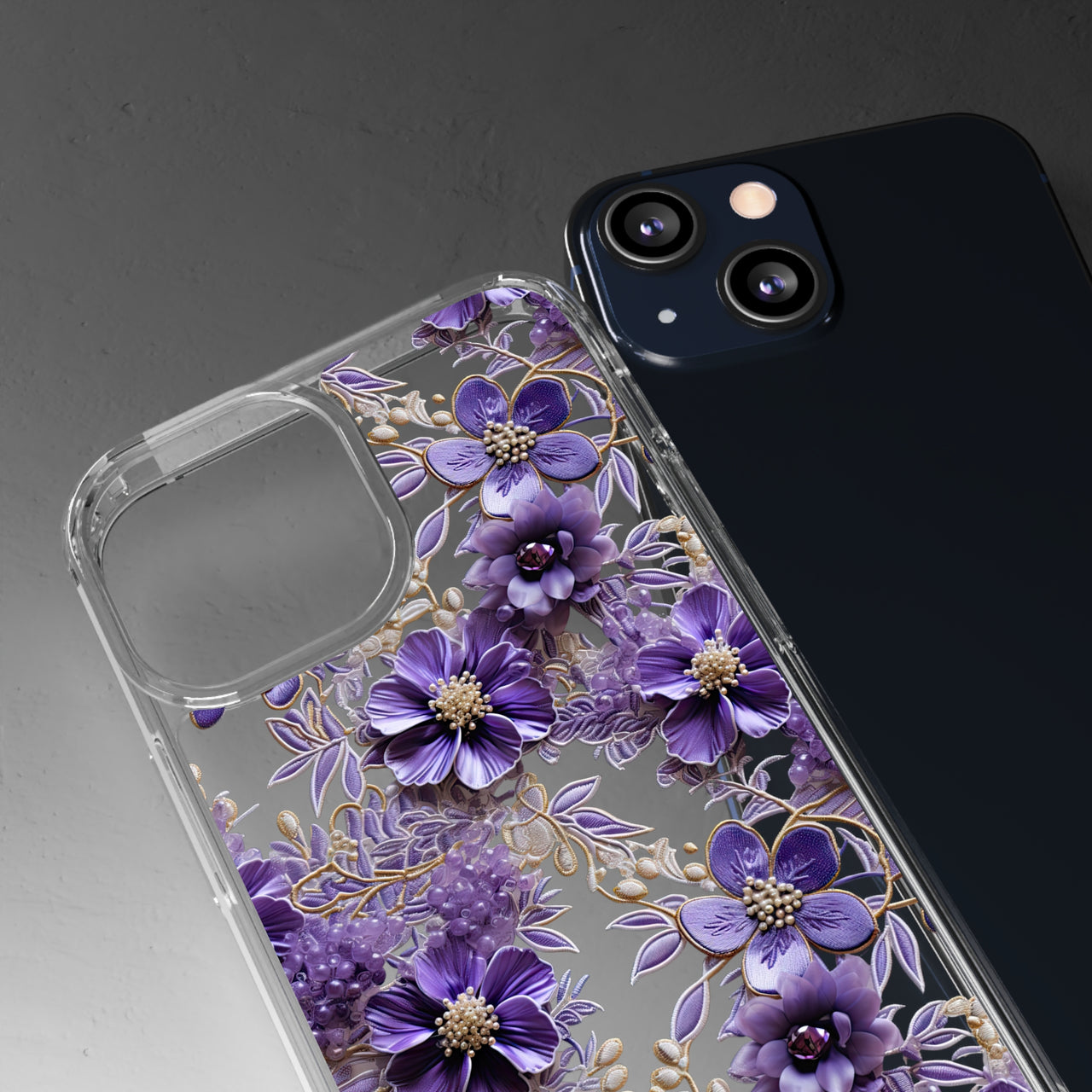 *Clear Case* Violet Meadow - iPhone 13, iPhone 13 Mini, iPhone 13 Pro, iPhone 13 Pro Max - Supports Wireless Charging