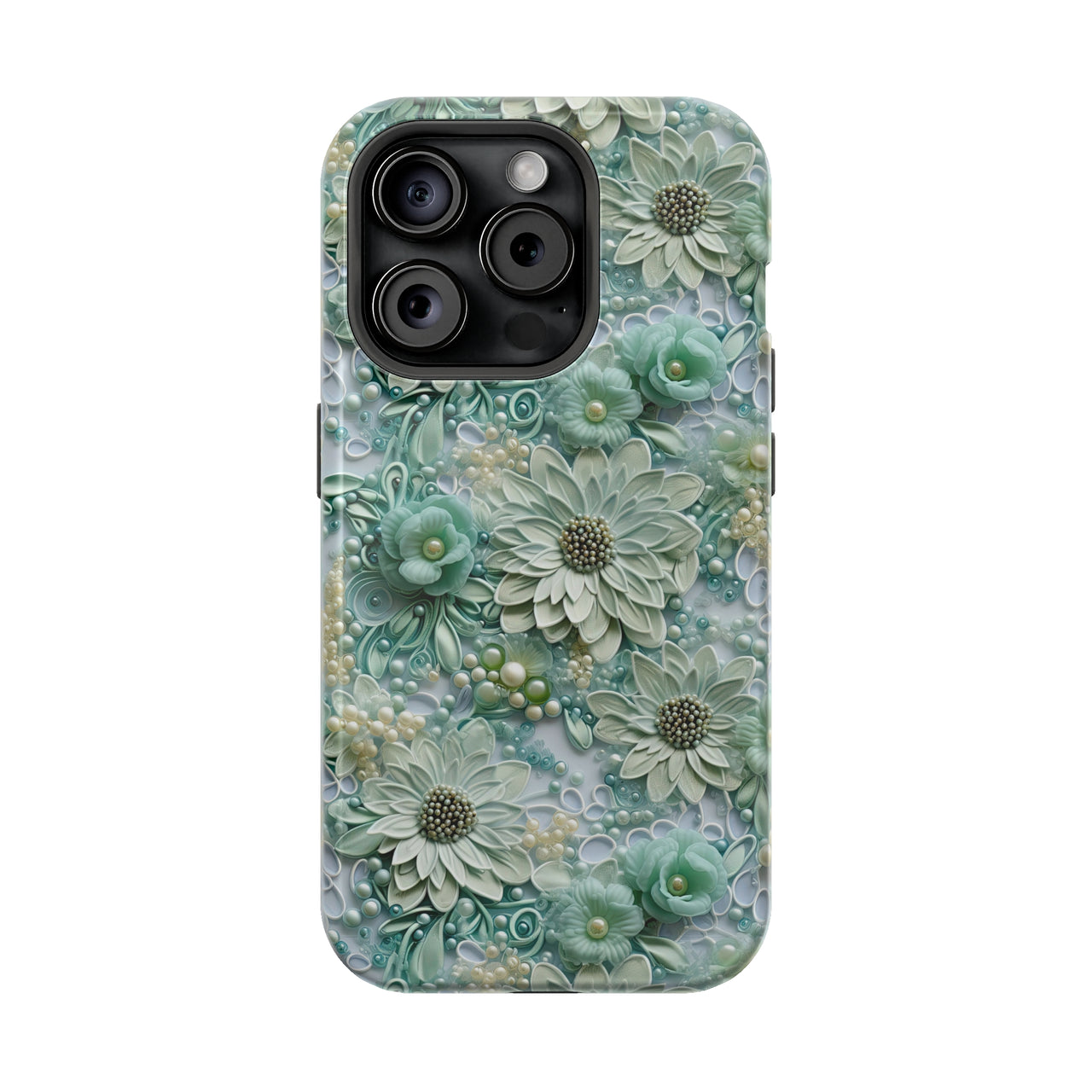 Teal Petals - MagSafe Tough Case for iPhone 15, iPhone 15 Pro, iPhone 15 Plus, & iPhone 15 Pro Max